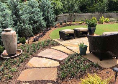 Johns Creek Back Yard Renovation With Stone Patio And Gardens