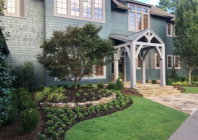 Sandy Springs, Ga Front Yard Landscape Improves Curb Appeal From New Landscaping Installation